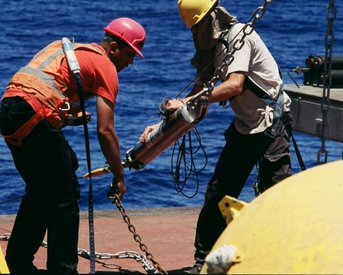 Oz and Rob prepare an anchor release for deployment